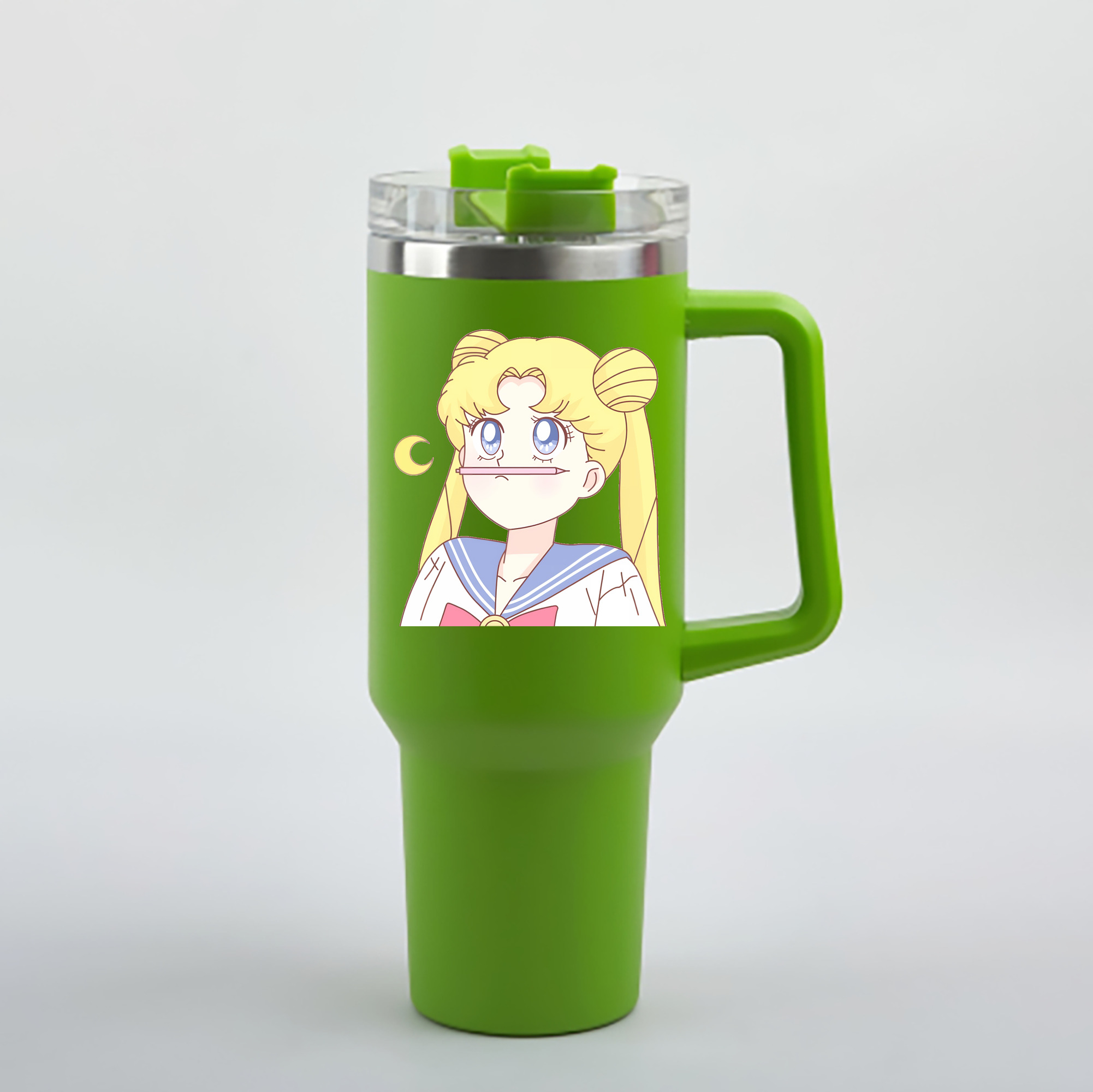 （画像用） 美少女戦士セーラームーン 愛野 美奈子 あいの みなこ Sailor Moon Aino Minako 1200mL車用タンブラー - クリスタルステッカー（プラスチックストロー付き）